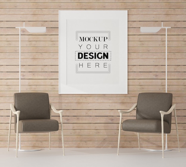 Poster Frame in living room  Mockup