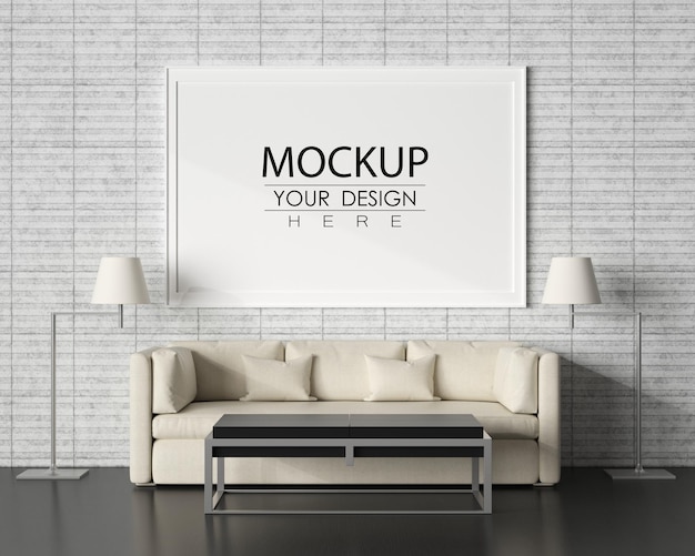 poster frame in living room  mockup