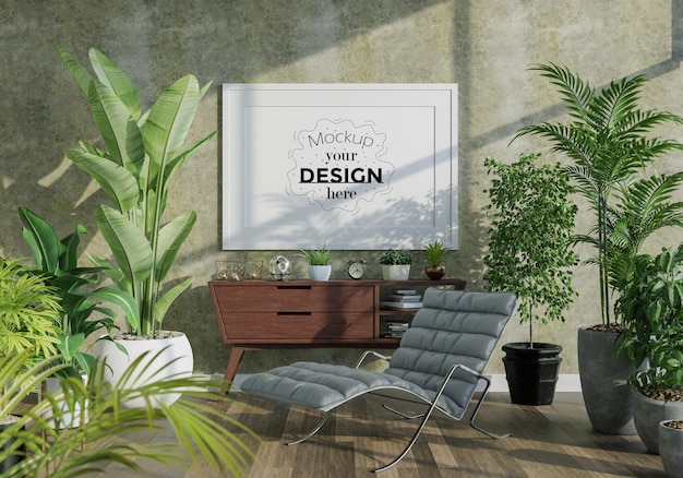 Cornice per poster in soggiorno mockup