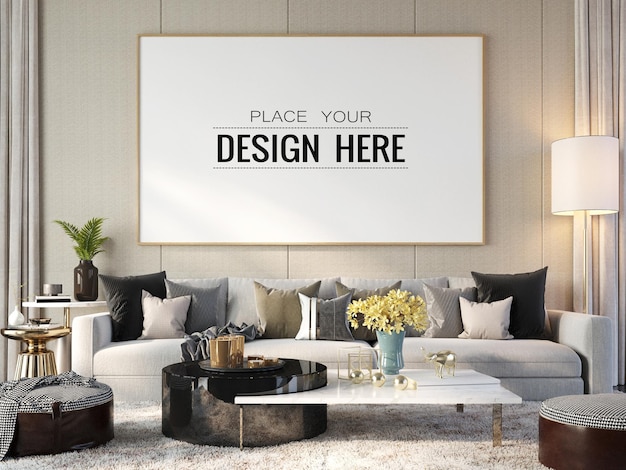 Poster frame in living room  mockup