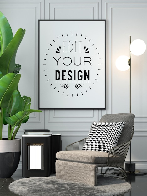 Poster frame in living room  mockup