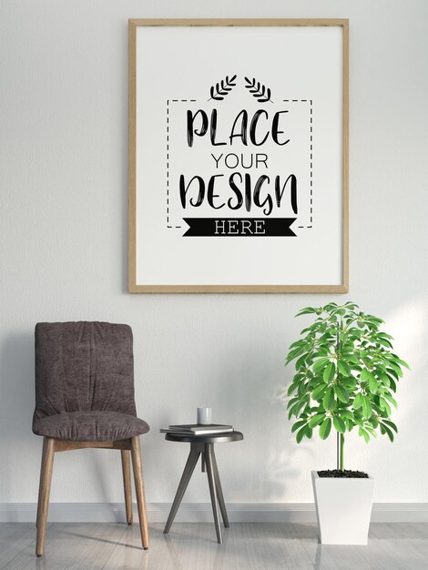 Poster Frame in living room  Mockup