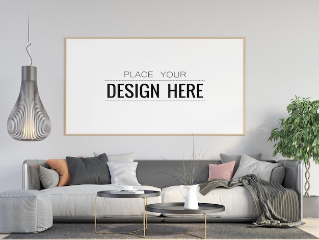 Poster Frame in living room  Mockup