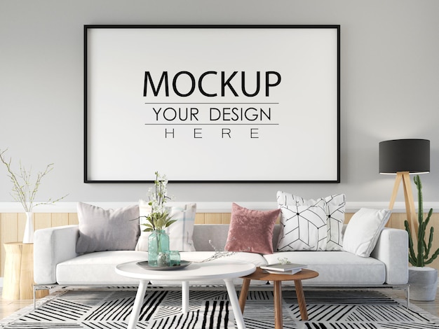 Poster Frame in living room  Mockup