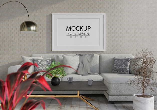 Poster Frame in living room  Mockup