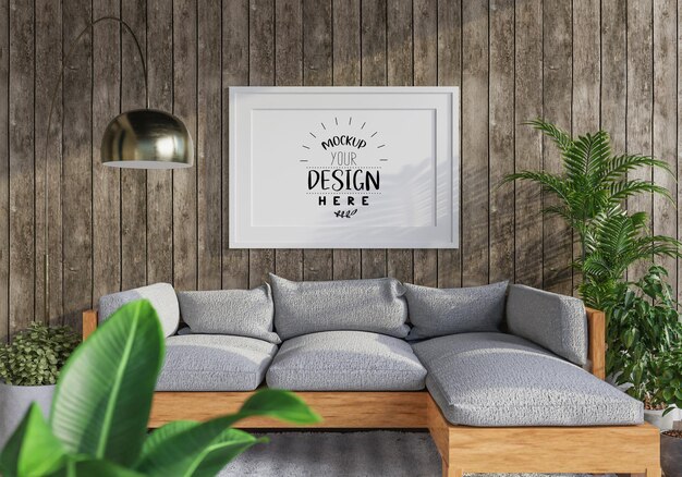 Cornice per poster in soggiorno mockup