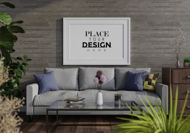 Poster Frame in living room  Mockup