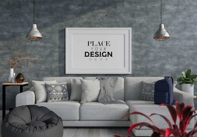 Poster Frame in living room  Mockup