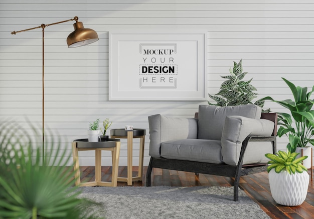 Poster frame in living room  mockup