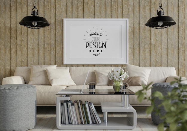 Poster frame in living room  mockup