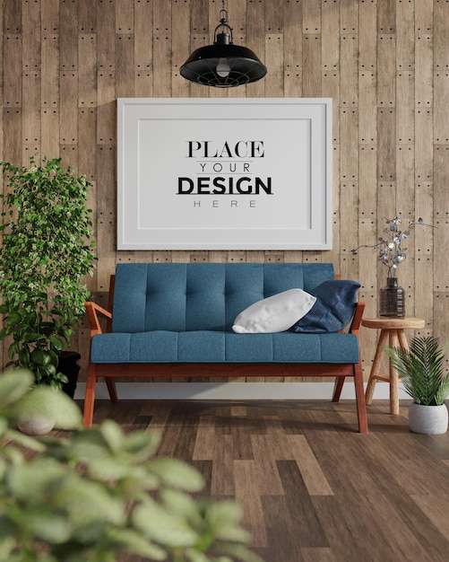 poster frame in living room  mockup