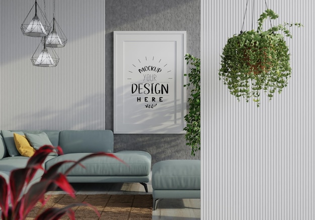 Poster Frame in living room  Mockup