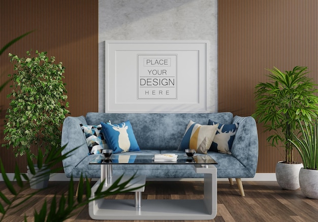 poster frame in living room  mockup