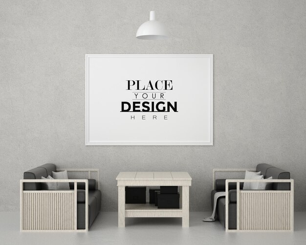 Poster frame in living room  mockup