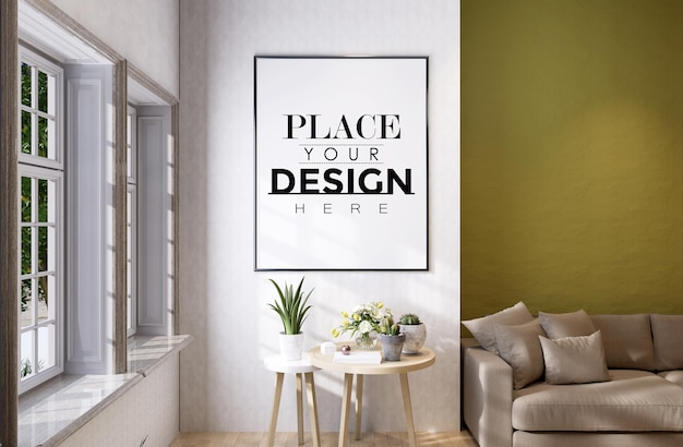 Poster frame in living room  mockup