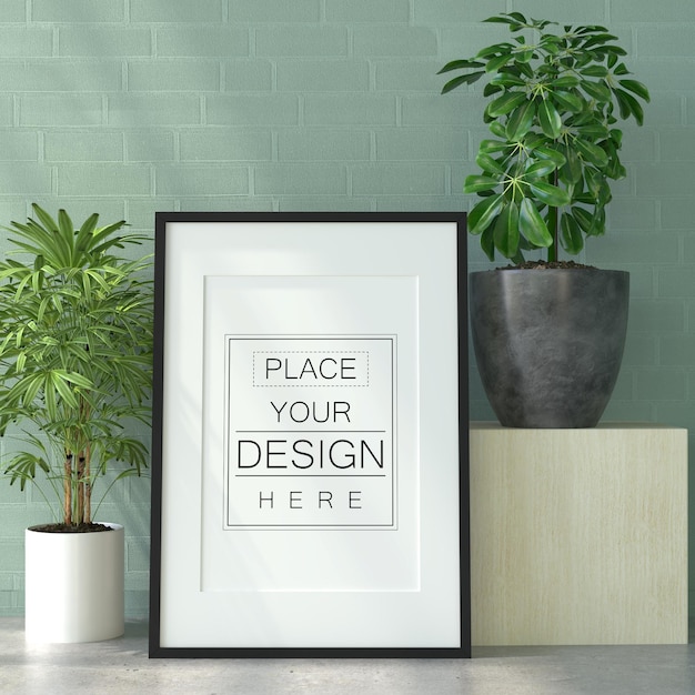 poster frame in living room  mockup