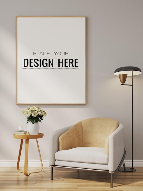 Poster Frame in living room  Mockup