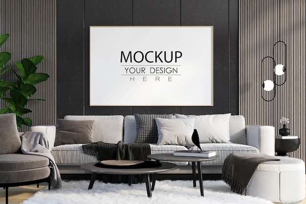 Poster Frame in living room  Mockup