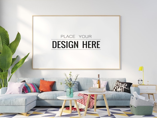 Poster Frame in living room  Mockup