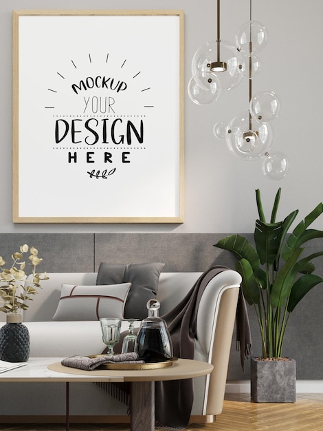 Poster Frame in living room  Mockup