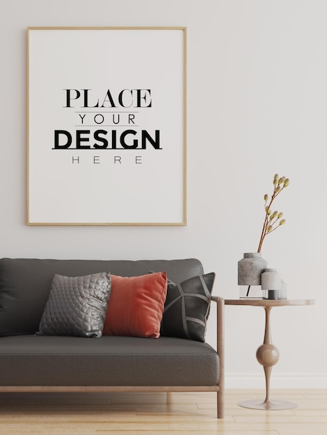 Premium PSD | Poster frame in living room mockup