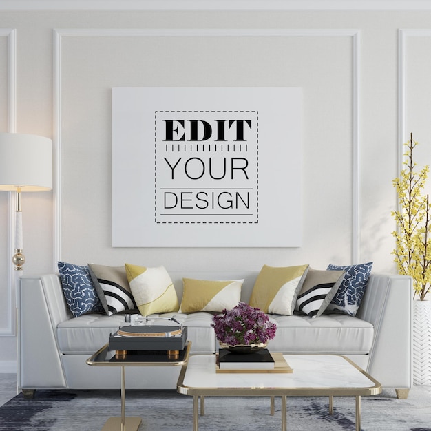 Poster Frame in living room  Mockup