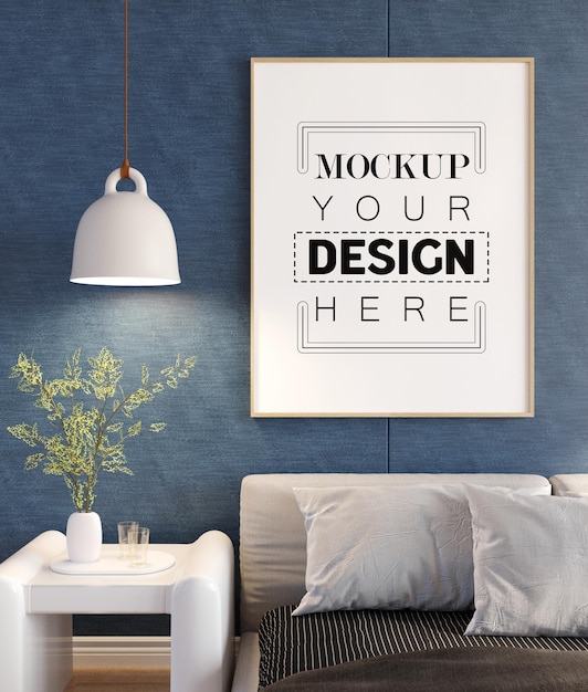 Cornice per poster in soggiorno mockup