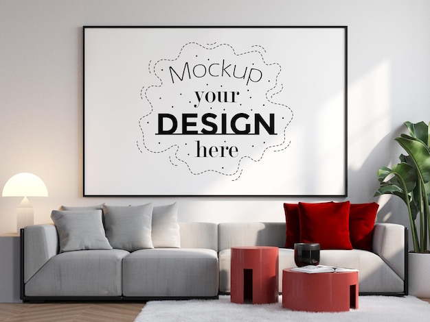 Cornice per poster in soggiorno mockup