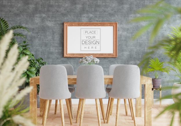 PSD poster frame in living room mockup