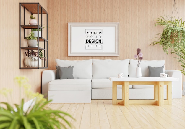 Poster frame in living room mockup