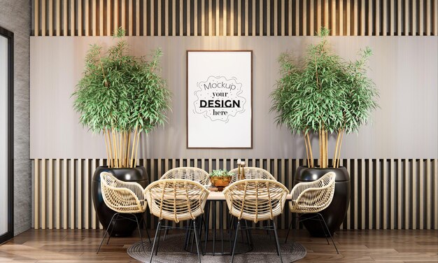 PSD poster frame in living room mockup