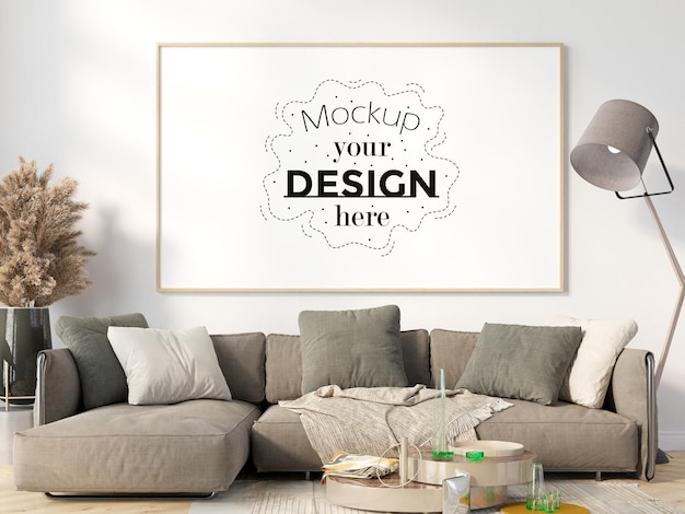 Cornice per poster in soggiorno mockup