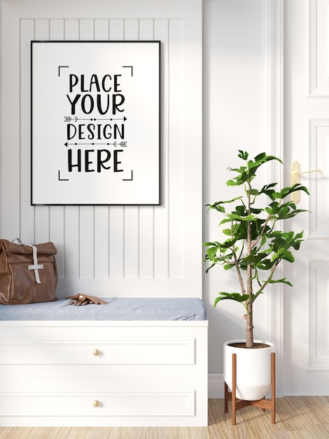 Poster frame in living room mockup