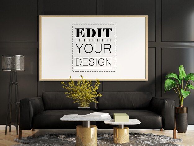 Poster frame in living room mockup