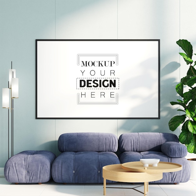 Poster frame in living room mockup