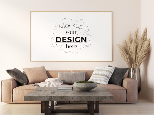 Poster Frame in living room Mockup