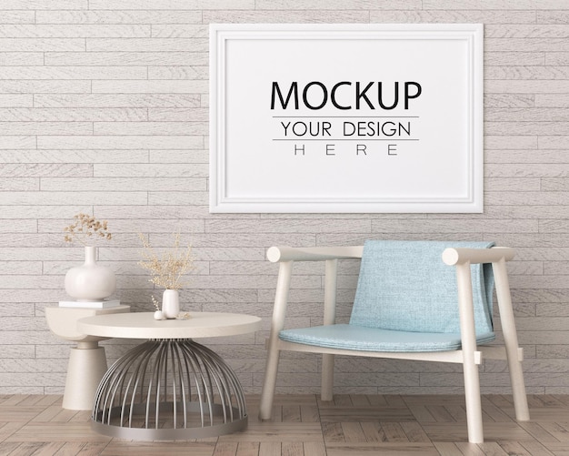 Cornice per poster in soggiorno mockup