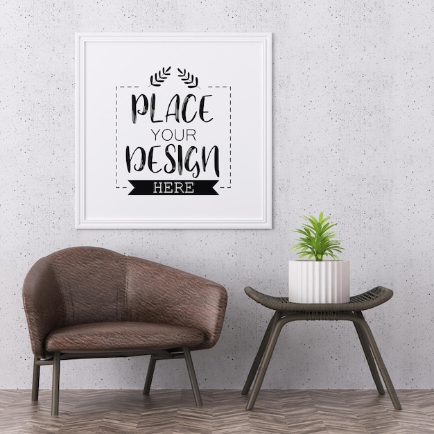 Poster Frame in living room Mockup