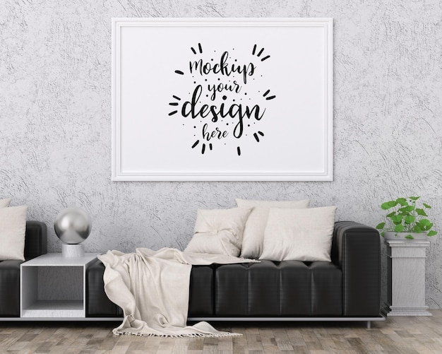 Poster frame in living room mockup