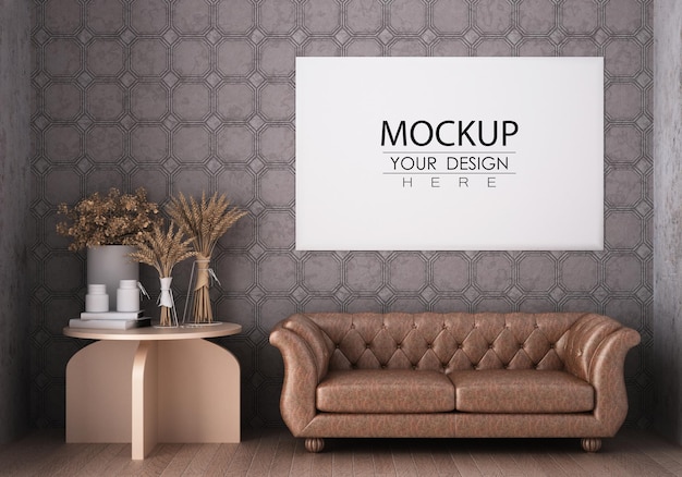 Cornice per poster in soggiorno mockup