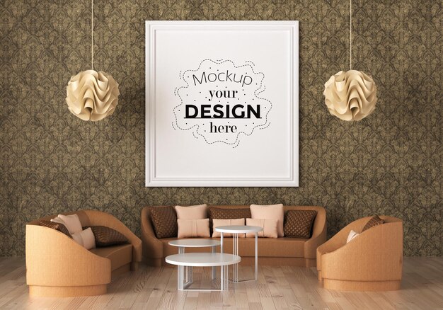 Poster frame in living room mockup