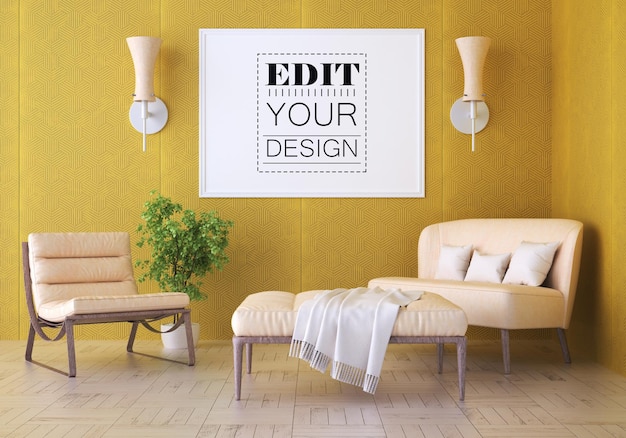 Poster Frame in living room Mockup