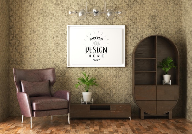 Poster Frame in living room Mockup