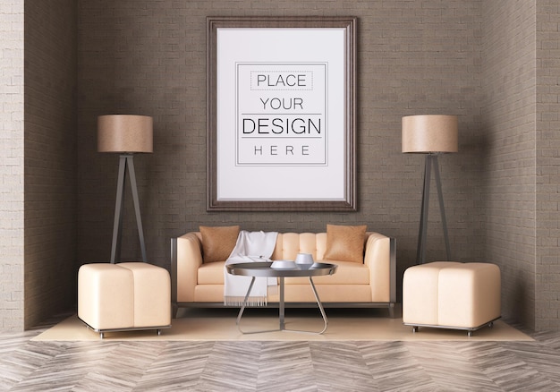 Poster Frame in living room Mockup