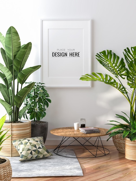 Poster frame in living room mockup