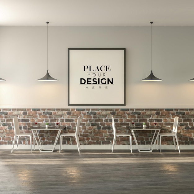 PSD poster frame in living room mockup