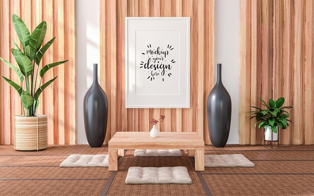 Poster frame in living room mockup