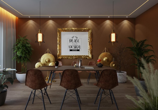 poster frame in living room mockup