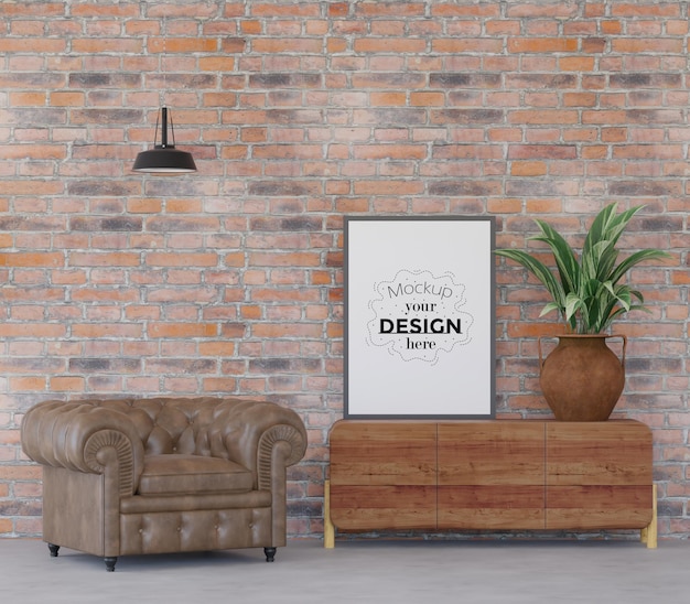 Poster Frame in living room Mockup