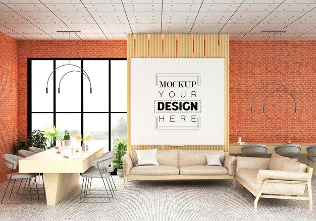 Poster frame in living room mockup